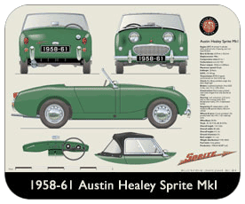 Austin Healey Sprite MkI 1958-61 Place Mat, Small